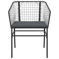 3-delige Tuinset met kussens poly rattan glas zwart - thumbnail