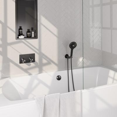 Gunmetal Edition thermostatische inbouw badkraan SET 04 met badvulcombinatie en handdouche