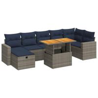8-delige Loungeset met kussens poly rattan acacia bruin - thumbnail