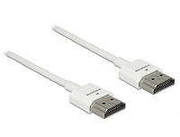Delock 85137 HDMI-kabel HDMI Aansluitkabel HDMI-A-stekker 2 m Wit Vergulde steekcontacten, 4K UHD, Verdraaid, Afgeschermd (drievoudig) - thumbnail
