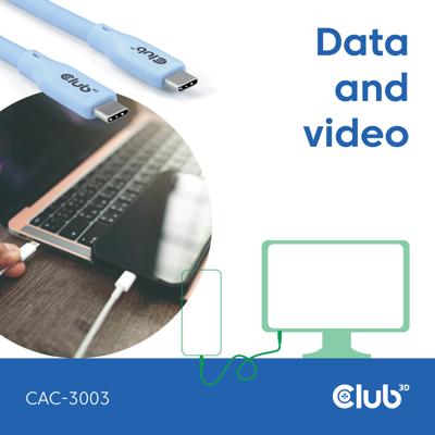 club3D USB-C-kabel USB-C stekker 2.00 m Blauw CAC-3003 club3D USB-C-kabel USB-C stekker 2.00 m Blauw CAC-3003