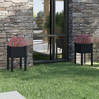 VidaXL Plantenbakken 2 st 40x40x70 cm massief grenenhout zwart - thumbnail