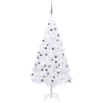 VidaXL Kunstkerstboom met verlichting en kerstballen 150 cm pvc wit
