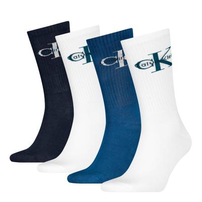 Calvin Klein Sokken Giftbox Heren Monologo 4-pack Blauw/Wit-One Size (40-46)
