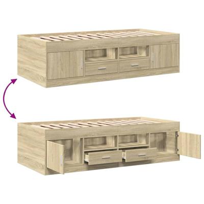 Slaapbank met lades zonder matras 75x190 cm sonoma eikenkleurig
