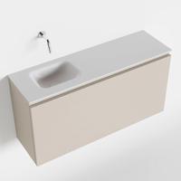 MONDIAZ OLAN 100cm toiletmeubel linen. LEX wastafel talc links geen kraangat - thumbnail
