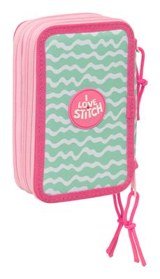 Driedubbele Pennenzak Lilo & Stitch Ice cream Roze 12,5 x 19,5 x 5,5 cm 37 Onderdelen