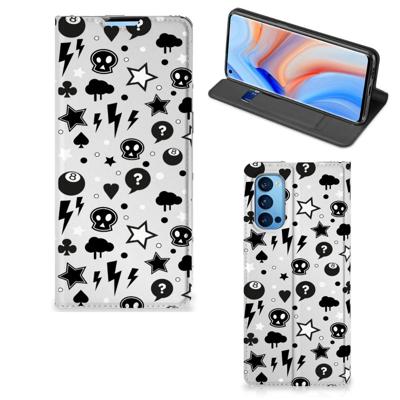 Mobiel BookCase OPPO Reno4 Pro 5G Silver Punk Mobiel BookCase OPPO Reno4 Pro 5G Silver Punk