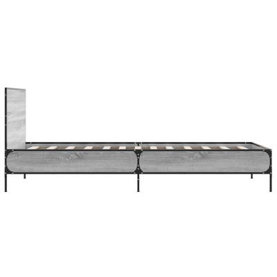 Bedframe bewerkt hout metaal grijs sonoma eiken 140x190 cm - thumbnail