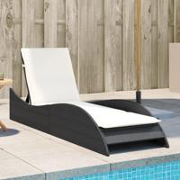 Ligbed met kussen 60x205x73 cm poly rattan zwart - thumbnail