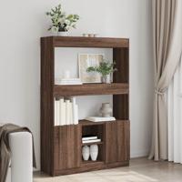 Hoge kast 92x33x140 cm bewerkt hout bruin eikenkleur - thumbnail