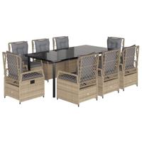 9-delige Tuinset met kussens poly rattan beige - thumbnail