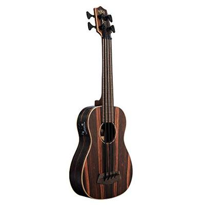 Kala U-Bass Striped Ebony Fretted elektrisch-akoestische bas ukelele met gigbag Kala U-Bass Striped Ebony Fretted elektrisch-akoestische bas ukelele met gigbag