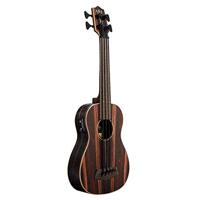 Kala U-Bass Striped Ebony Fretted elektrisch-akoestische bas ukelele met gigbag - thumbnail