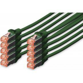 Digitus DK-1644-0025-G-10 RJ45 Netwerkkabel, patchkabel CAT 6 S/FTP 0.25 m Groen Folie afscherming, Afscherming totaal, Afgeschermd, Halogeenvrij, Simplex,