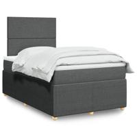 Boxspring met matras stof donkergrijs 120x200 cm - thumbnail