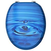 VidaXL Toiletbril met deksel waterdruppel mdf blauw - thumbnail
