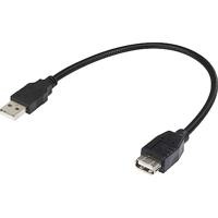 Renkforce RF-3999453 USB-kabel USB 2.0 USB-A stekker, USB-A bus 0.16 m Zwart Flexibele zwanenhalskabel, Vergulde steekcontacten - thumbnail