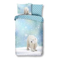 Good Morning Kinderdekbedovertrek "ijsbeer in de sneeuw" - Blauw - (140x200/220 cm) - Katoen Flanel - thumbnail