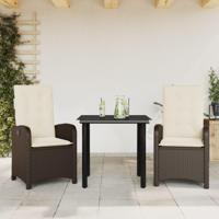3-delige Tuinset met kussens poly rattan bruin - thumbnail