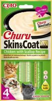 Inaba Ciao Churu Skin & Coat kip met Sint-jakobsschelp kattensnack 24 x 14 g - thumbnail