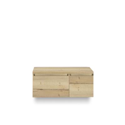 Frozen Badmeubelset 100 cm - Greeplijst in kleur - Wastafel Onderkast - met Bovenblad Natuur Eiken