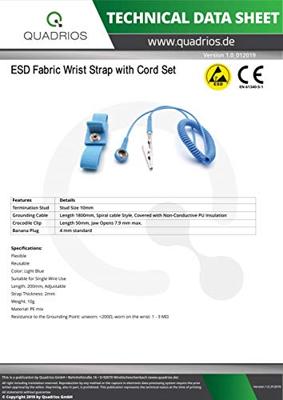 Quadrios ESD-armband Blauw Drukknop 10 mm