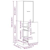 Apothekerskast 40x41x144,5 cm bewerkt hout zwart - thumbnail