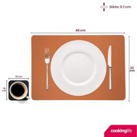 Cookinglife 6 Placemats + 6 Onderzetters - Dubbelzijdig - Vegan leer - Zwart / Cognac - thumbnail