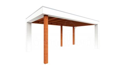 Trendhout Verona overkapping 510x335 cm Lariks/Douglas blank - Plat dak model rechts- Plat dak- Onbehandeld lariks Douglas hout- Trendhout