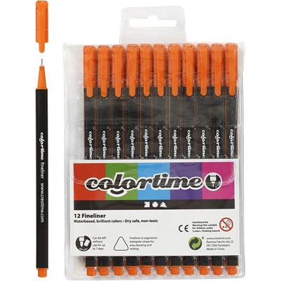 Colortime fineliners, lijndikte 0,6-0,7 mm, oranje, 12 stuk/ 1 doos Colortime fineliners, lijndikte 0,6-0,7 mm, oranje, 12 stuk/ 1 doos
