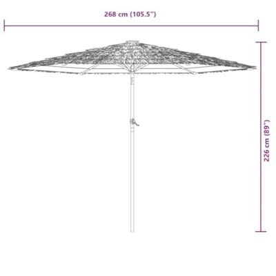 Parasol met stalen paal 268x268x226 cm wit