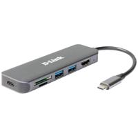 D-Link DUB-2327 6-in-1 USB-C-hub met stroomvoorziening (PD 60W), 4K HDMI, 2 USB 3.0-poorten, SD/MicroSD-kaartlezer voor pc, MacBook Pro, MacBook Air, iPad Pro, Chromebook, Surface Pro en meer - thumbnail