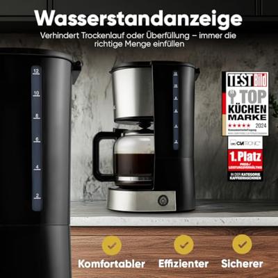 Clatronic KA 3808 Koffiezetapparaat RVS Capaciteit koppen: 12 Warmhoudfunctie, Glazen kan