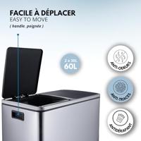 KITCHEN MOVE Keukenbak met selectief sorteerpedaal - Staal 60L (30 + 30) MAJOR - thumbnail