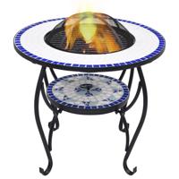 VidaXL Vuurtafel mozaïek 68 cm keramiek blauw en wit - thumbnail