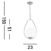 Searchlight HanglampAvalon met wit glas - 9171-1SS - thumbnail