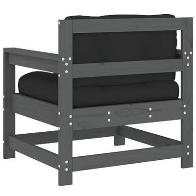 Tuinstoelen 2 st met kussens massief grenenhout grijs