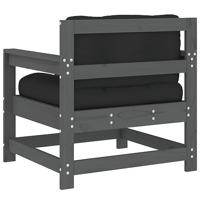 Tuinstoelen 2 st met kussens massief grenenhout grijs - thumbnail