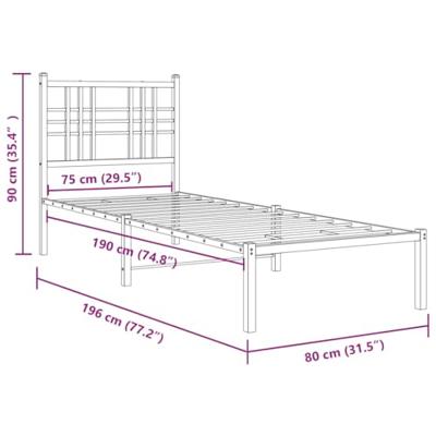 Bedframe met hoofd- en voeteneinde metaal zwart 75x190 cm Bedframe met hoofd- en voeteneinde metaal zwart 75x190 cm