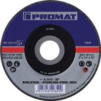 Promat/Tecwerk Afbraamschijf | INOX | D125xS6mm | gebogen RVS | gat 22,23 mm - 4000841326 - thumbnail