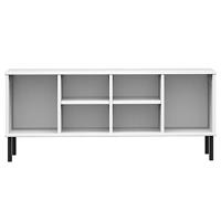 VidaXL Schoenenrek met metalen poten oslo 106x35x45 cm grenenhout wit - thumbnail