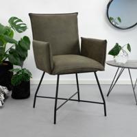 Tower Living Eetkamerstoel 'Trofa' met armleuning, kleur groen - thumbnail