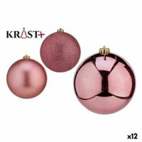 Set kerstballen Roze PVC 10 cm (12 Stuks) - thumbnail
