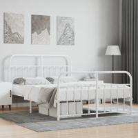 Bedframe met hoofd- en voeteneinde metaal wit 135x190 cm - thumbnail