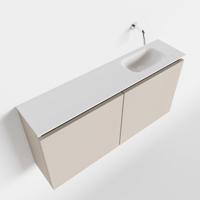 MONDIAZ TURE 100cm toiletmeubel linen. EDEN wastafel talc rechts geen kraangat - thumbnail