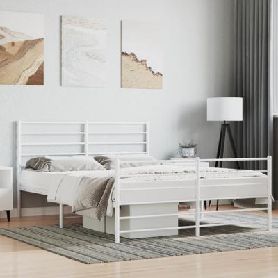 Bedframe met hoofd- en voeteneinde metaal wit 135x190 cm
