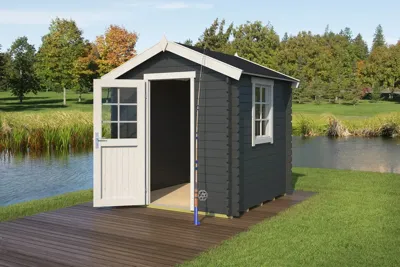 Blokhut Wels 200x200 Carbon Grey-Wit Outdoor Life - Outdoor life