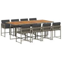 9-delige Tuinset met kussens poly rattan grijs - thumbnail