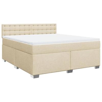Boxspring met matras stof crèmekleurig 180x200 cm